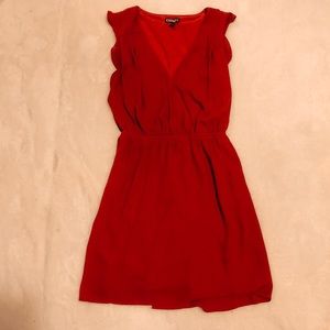 express red polyester wrap dress